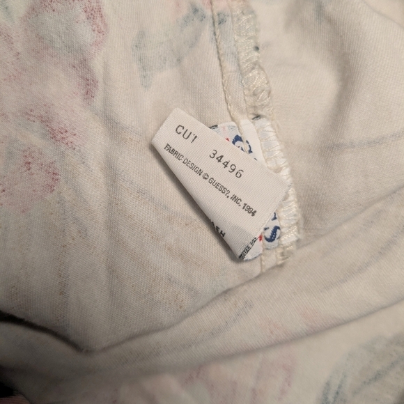 Guess Vintage Off-White Red Floral Button-Up Shirt Vest 90s Grandma - Picture 10 of 11